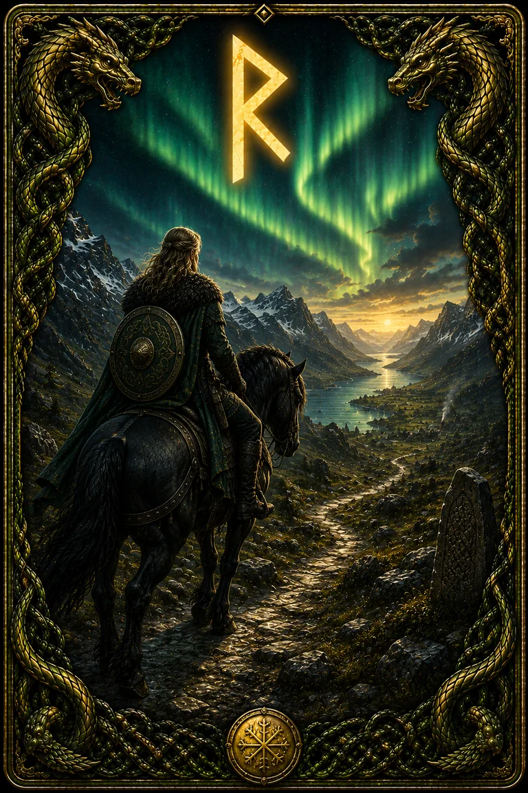 Raidho rune card from the ICE WHISPERS deck