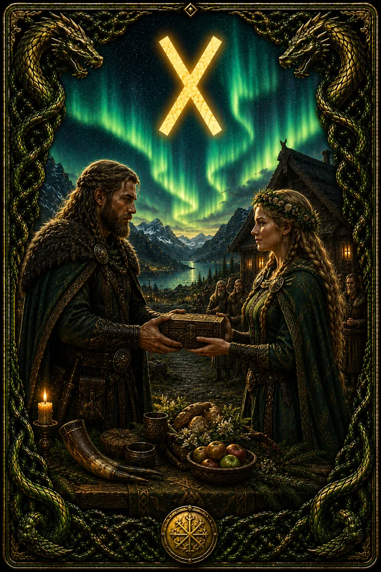 Gebo rune card from the ICE WHISPERS deck